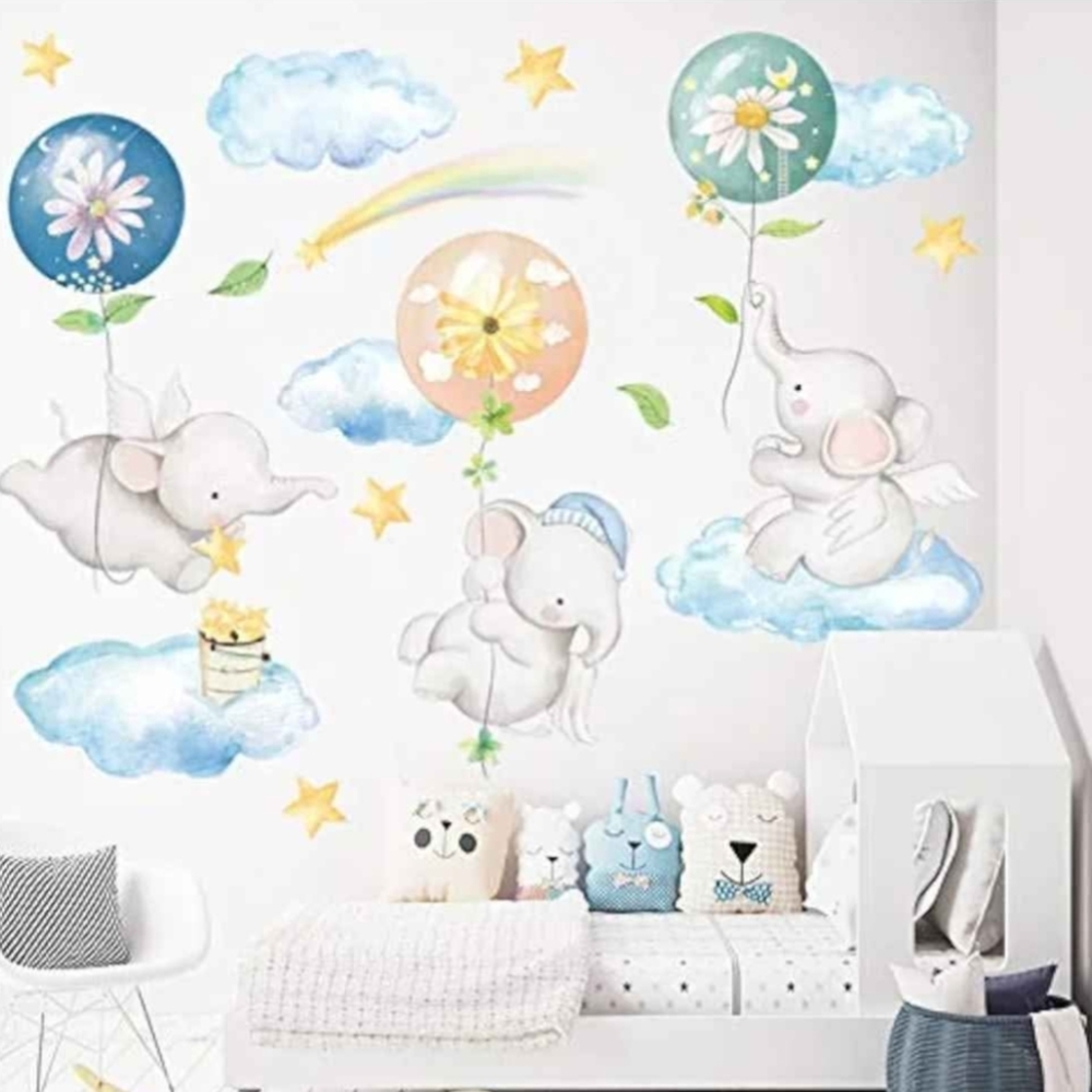 Brand New Playful Elephant Balloon Wall Decals For Kids Room/ Nursery / Daycare